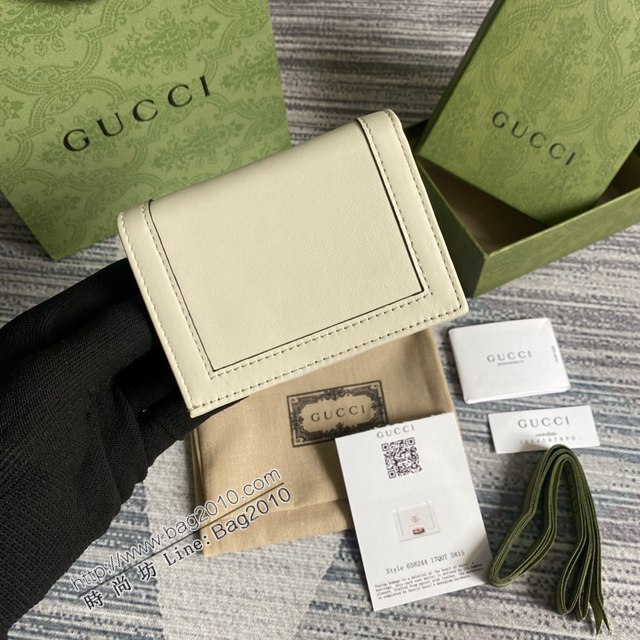 Gucci新款卡包 古馳竹子設計小牛皮錢包 Gucci全皮純色零錢包 658244  ydg3015